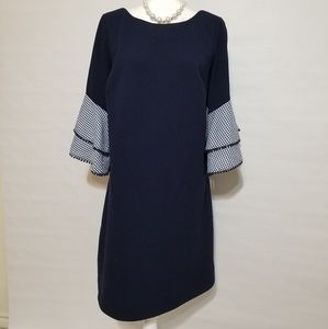 Plus Size Gingham Bell-Sleeve Dress